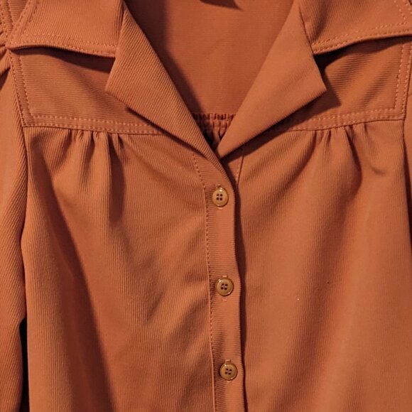 Vintage Jantzen Button Smock Shirt Jacket Groovy 70’s Orange Polyester - Picture 4 of 4